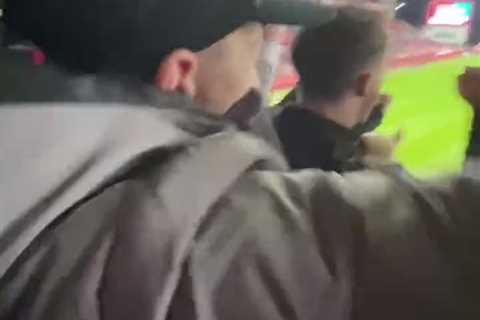 Watch Wayne Rooney’s son Kai, 12, celebrate wildly at first away game after his dad pulls off..