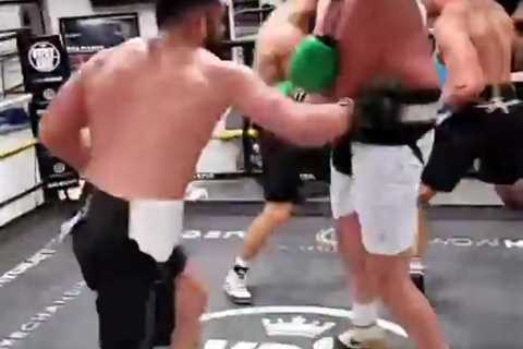 Watch Tyson Fury body spar with Joseph Parker as fight talks with Dillian Whyte continue over purse ..