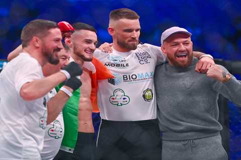 UFC megastar Conor McGregor in attendance at Bellator 275 as he cheers on SBG Ireland teammate Lee..