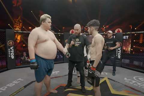 Watch as 27stone fighter is FLOORED with sucker punch from rival one third his weight in bizarre..