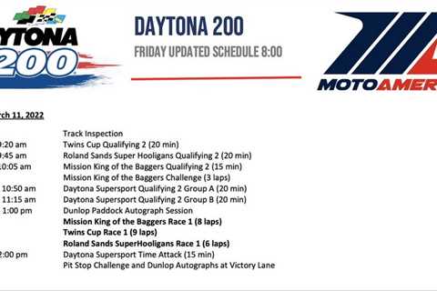 Revised Thursday Schedule For Daytona – MotoAmerica