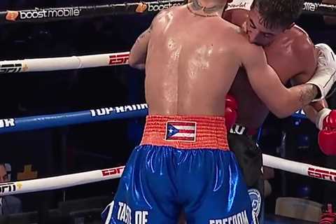 Watch shocking moment boxer Nicolas Pablo Demario BITES rival Josue Vargas in fight… but ref..