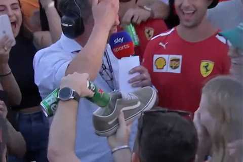Watch Sky F1 pundit Ted Kravitz drink beer from fan’s SHOE live on TV after Australian Grand Prix