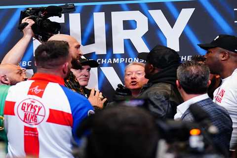 John Fury almost came to blows at Tyson’s Dillian Whyte face-off as member of rival team came up..