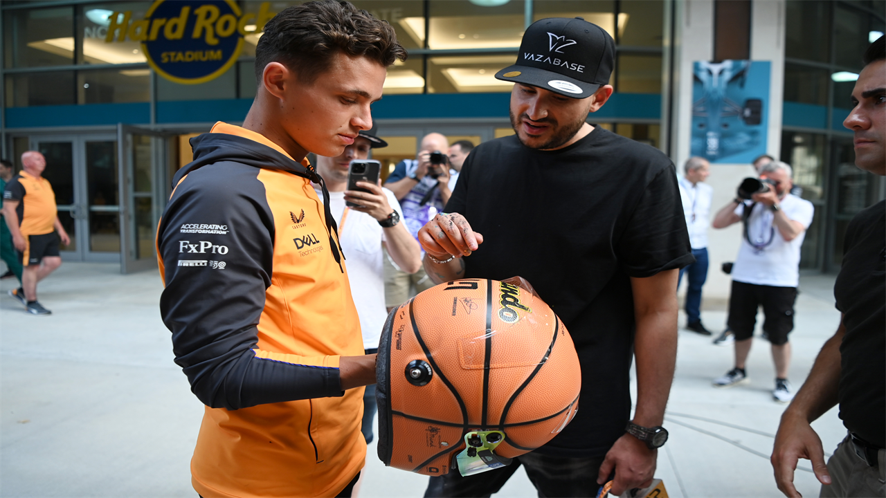 McLaren star Lando Norris shows off incredible NBA-inspired F1 helmet ahead of Miami Grand Prix