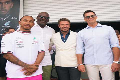 Lewis Hamilton poses with David Beckham, Tom Brady and Michael Jordan as US sporting royalty flock..