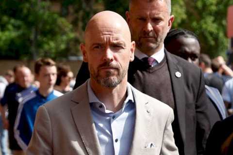 Erik ten Hag cuts serious figure as he wears suave suit while watching Man Utd