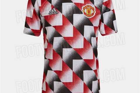 Man Utd’s 2022-23 pre-match kit leaked online with funky new red and black chequered-style which..