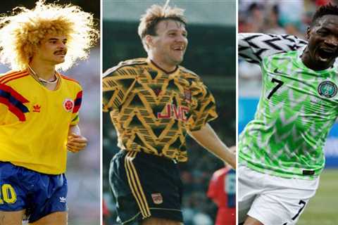20 best football kits of all time, including Arsenal’s bruised banana, England’s 1966 strip and..