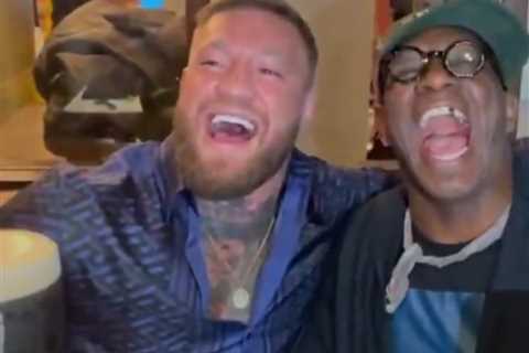 UFC star Conor McGregor welcomes Ian Wright to The Black Forge Inn as Arsenal legend parties in..
