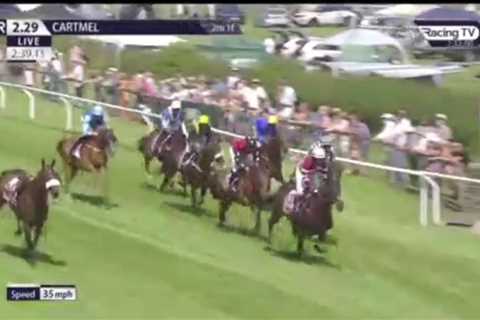 Chaos at Cartmel as horse Peltwell crashes through barrier forcing terrified crowd to flee before..