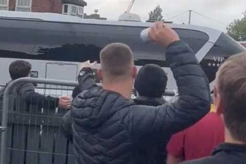 Red Devils fans launch beer cans at coach ‘taking group of Man Utd-supporting kids’