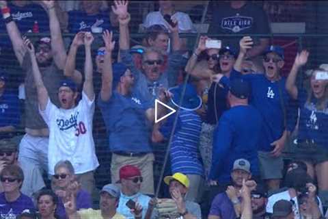 Home run in first career at-bat!! Dodgers' James Outman hits homer, family goes crazy in crowd!