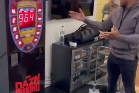 Watch Anthony Joshua smash punching machine challenge with weaker hand – but how does he compare to ..