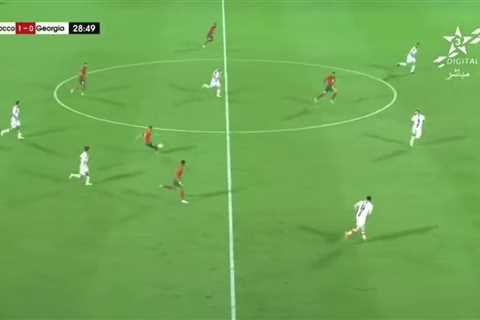 Watch Chelsea outcast Hakim Ziyech score sensational goal from inside his OWN HALF for Morocco..