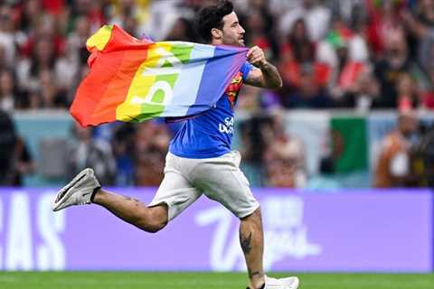 World Cup pitch invader flies rainbow flag and wears ‘Save Ukraine’ and ‘Respect for Iranian Women’ ..