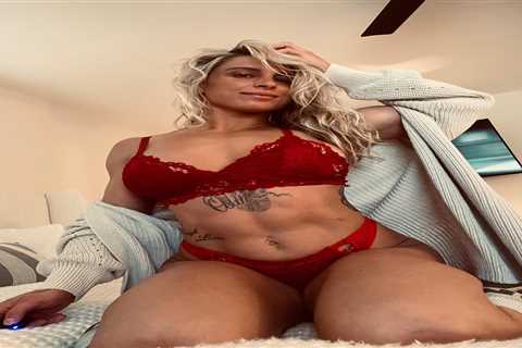 UFC and OnlyFans star Hannah Goldy sizzles in red lingerie and shows off incredible body as she..