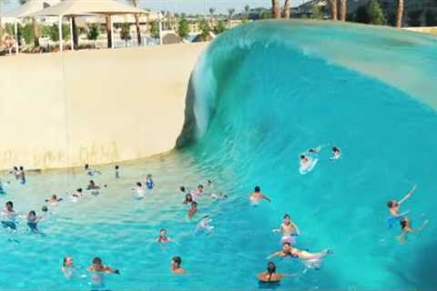 wave pool BREAKS and floods water park...