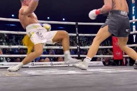 Ringside footage raises questions over whether Jake Paul’s knockdown of Tommy Fury was a slip, but..