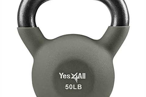 Yes4All Neoprene Coated Kettlebell Weights, Strength Training Kettlebells (50Lb - Gunmetal) by..