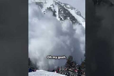 Video captures massive avalanche covering skiers in snow cloud #Shorts