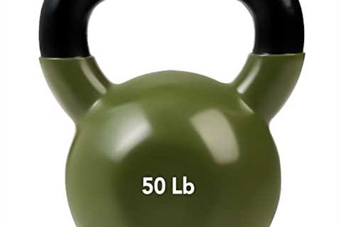 JFIT Kettlebell Weights Vinyl Coated Iron - 50 Pounds - Coated for Floor and Equipment Protection,..