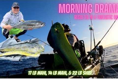 Action Day After Morning Drama!! 17lb &14lb Mahi, 22lb Shibi (Yellow Fin) | Hawaii Kayak Fishing