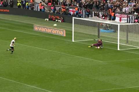 Watch as ex-Premier League star is left embarrassed as Panenka penalty in playoff final shootout..