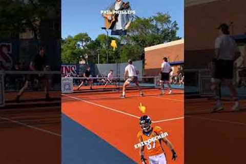 NFL wr FLIP pickleball trick shot after lob from American Idol winner Phil Phillips (🎥: Dinkville)