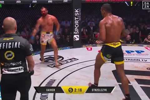 Shocking moment MMA star’s leg snaps beneath him after having it broken by vicious kick