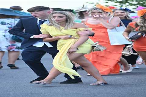 Ascot racegoers swap heels for flip-flops as they stumble home from the third day of the races