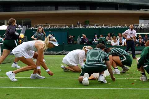 Brit tennis star Katie Boulter praised for clearing up mess after Wimbledon’s SECOND court invasion