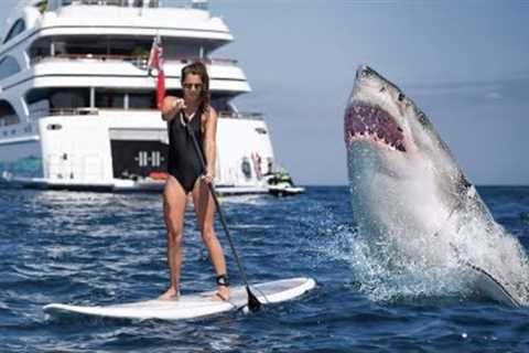 20 Foot Great White Shark Grabs Female Tourist Off Paddleboard!