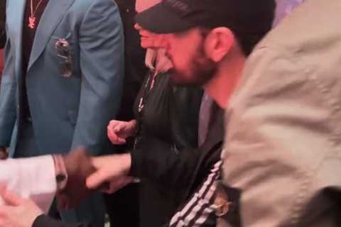 Awkward moment Francis Ngannou almost BLANKS Eminem as rap superstar rocks up in Riyadh for Tyson..