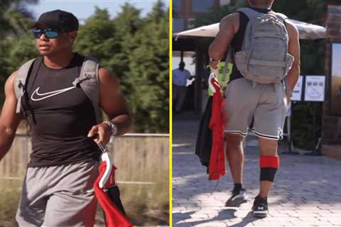 Tiger Woods looks ripped at Hero World Challenge and even leg brace in famous Sunday red and black..