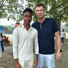 Brave Freddie Flintoff poses with young cricketer a year after horror crash as he films second..