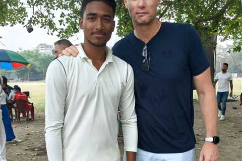 Brave Freddie Flintoff poses with young cricketer a year after horror crash as he films second..