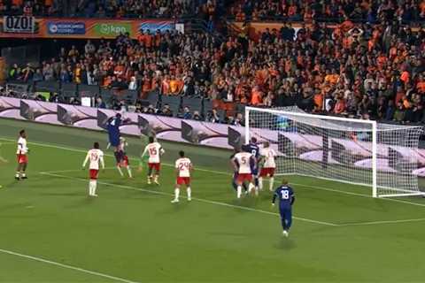 Liverpool’s Virgil van Dijk leaps high to score in Netherlands friendly