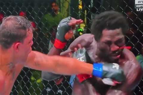 Sickening moment UFC fighter ‘literally beats snot out of rival’ but opponent amazingly battles on