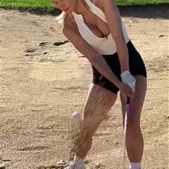 Paige Spiranac risks wardrobe malfunction with ‘provocative’ slo-mo swing video in extremely..