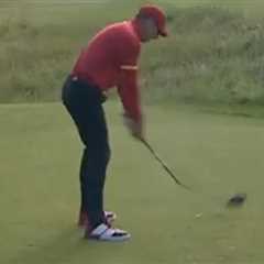 Sergio Garcia SNAPS his driver in two by angrily smashing it into the ground after wayward shot at..