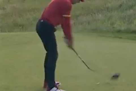 Sergio Garcia SNAPS his driver in two by angrily smashing it into the ground after wayward shot at..