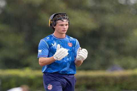 Freddie Flintoff’s doppelganger son, Corey, 19, makes explosive county cricket debut