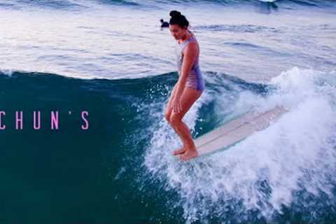 LONGBOARD SURFING CHUN''S REEF Sunset Session